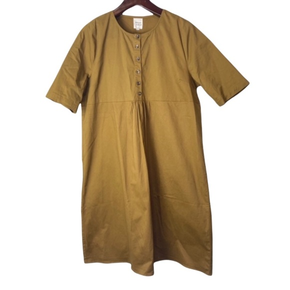 Madeleine Studio 18 • brown olive cotton smock Maternity midi Dress extra large - Picture 1 of 7